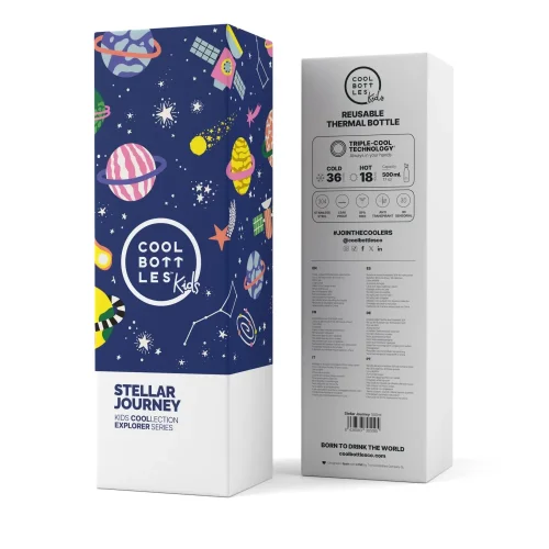 Detská termo fľaša z nerezovej ocele COOL BOTTLES Kids Stellar Journey trojvrstvová 500 ml 3D