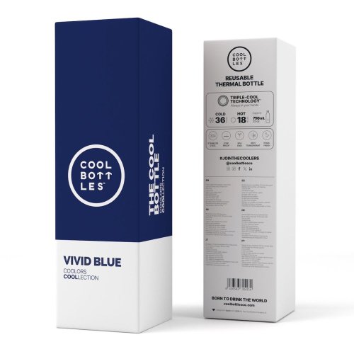Termo fľaša z nerezovej ocele COOL BOTTLES Vivid Blue trojvrstvová 750 ml