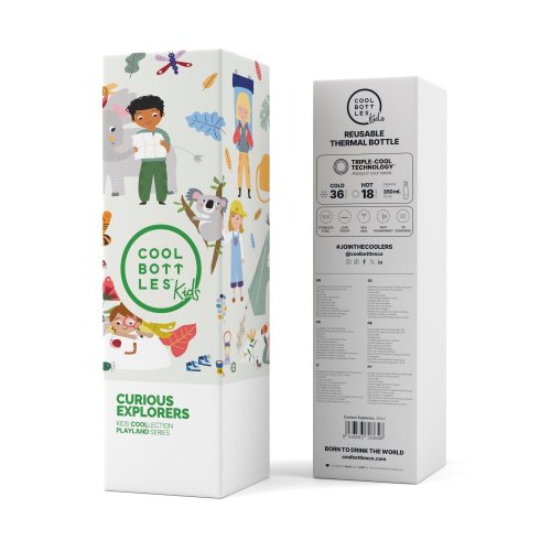 Dětská nerezová termolahev COOL BOTTLES Kids Curious Explorers třívrstvá 350 ml 3D