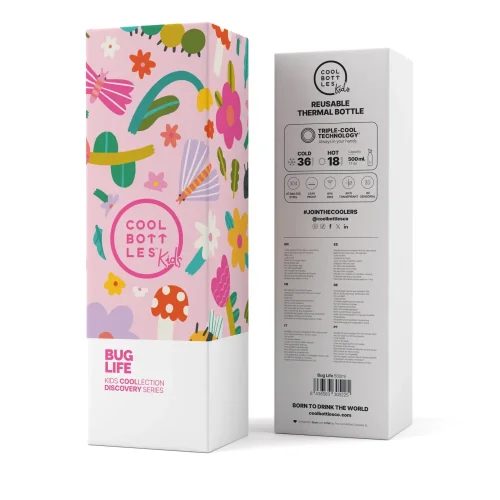 Detská termo fľaša z nerezovej ocele COOL BOTTLES Kids Bug Life trojvrstvová 500 ml 3D