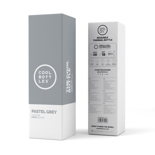 Termo fľaša z nerezovej ocele COOL BOTTLES Pastel Grey trojvrstvová 500 ml