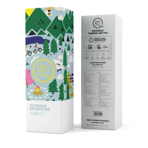 Dětská nerezová termolahev COOL BOTTLES Kids Outdoor Adventure třívrstvá 500 ml 3D