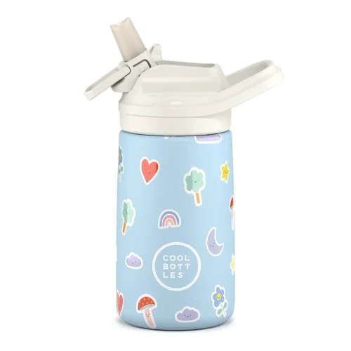 Detská nerezová termofľaša COOL BOTTLES Kiddie Rainbow Clouds 350 ml 3D
