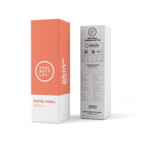 Termo fľaša z nerezovej ocele COOL BOTTLES Pastel Coral trojvrstvová 350 ml