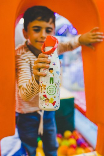Dětská nerezová termolahev COOL BOTTLES Kids Curious Explorers třívrstvá 350 ml 3D