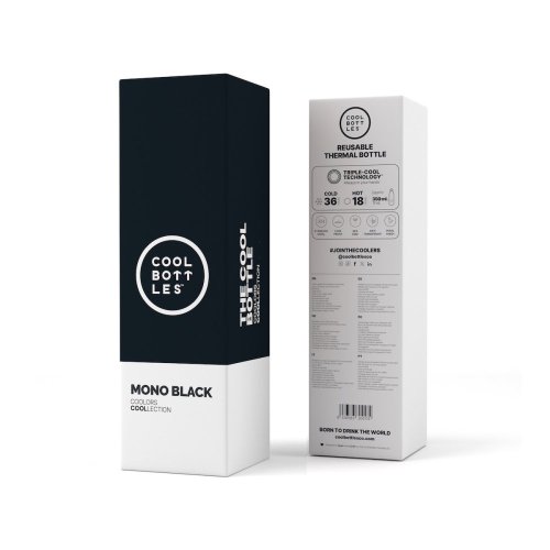 Termo fľaša z nerezovej ocele COOL BOTTLES Mono Black trojvrstvová 350 ml