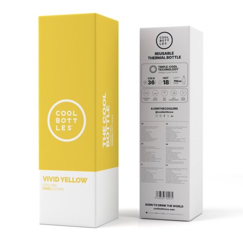 Termo fľaša z nerezovej ocele COOL BOTTLES Vivid Yellow trojvrstvová 750 ml