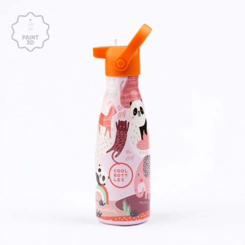 Dětská nerezová termolahev COOL BOTTLES Kids Panda Gang třívrstvá 260ml 3D