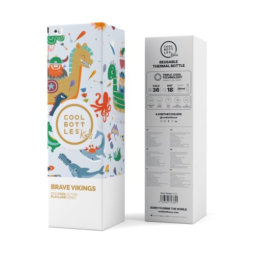 Dětská nerezová termolahev COOL BOTTLES Kids Brave Vikings třívrstvá 350 ml 3D