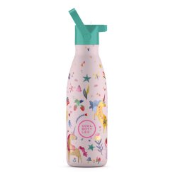 Detská termo fľaša z nerezovej ocele COOL BOTTLES Kids Funny Unicorns trojvrstvová 350 ml 3D