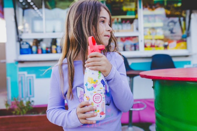 Detská termo fľaša z nerezovej ocele COOL BOTTLES Kids Sweet Mermaids trojvrstvová 350 ml 3D