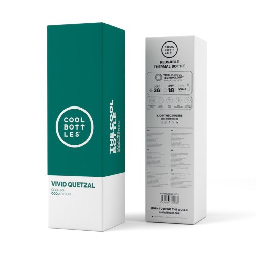 Termo fľaša z nerezovej ocele COOL BOTTLES Vivid Quetzal trojvrstvová 500 ml