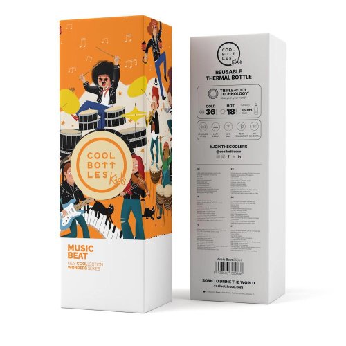 Dětská nerezová termolahev COOL BOTTLES Kids Music Beat třívrstvá 350 ml 3D