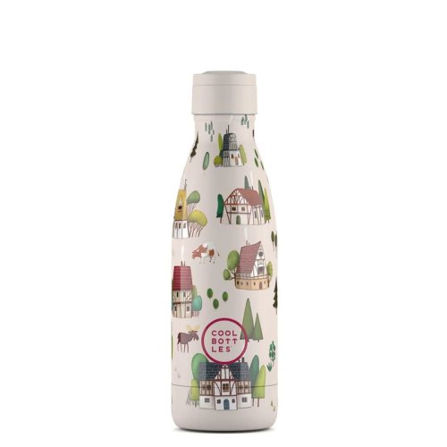 Detská termo fľaša z nerezovej ocele COOL BOTTLES Kids Tudor Village trojvrstvová 350 ml 3D