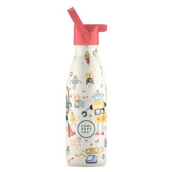 Dětská nerezová termolahev COOL BOTTLES Kids Messy Robots třívrstvá 350 ml 3D