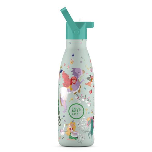 Detská termo fľaša z nerezovej ocele COOL BOTTLES Kids Princess Kingdom trojvrstvová 350 ml 3D