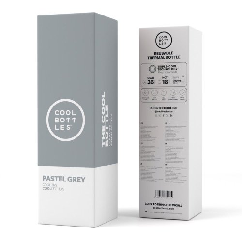 Termo fľaša z nerezovej ocele COOL BOTTLES Pastel Grey trojvrstvová 750 ml