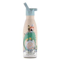 Dětská nerezová termolahev COOL BOTTLES Kids Dragon Dreams třívrstvá 350 ml 3D