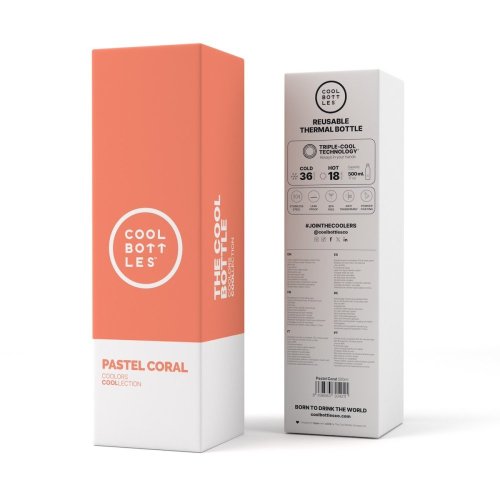 Termo fľaša z nerezovej ocele COOL BOTTLES Pastel Coral trojvrstvová 500 ml