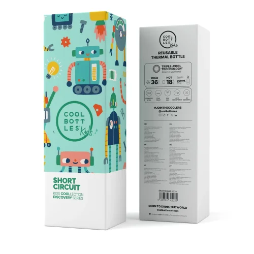 Dětská nerezová termolahev COOL BOTTLES Kids Short Circuit třívrstvá 500 ml 3D