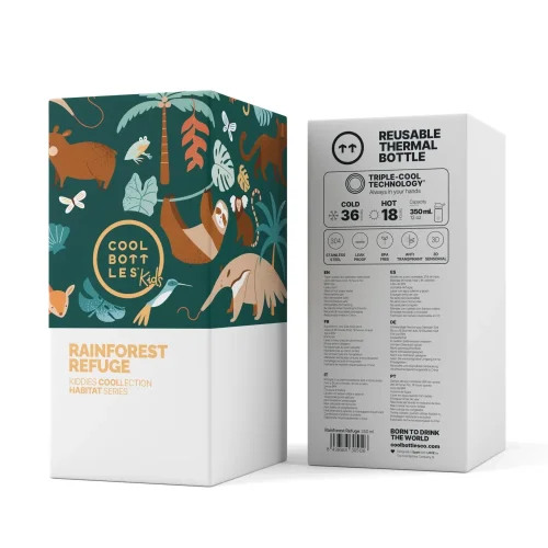 Detská nerezová termofľaša COOL BOTTLES Kiddie Rainforest Refuge 350 ml 3D