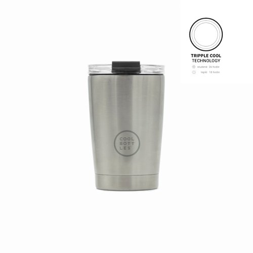 Nerezový termohrnek COOL BOTTLES Metallic Silver třívrstvý 330ml