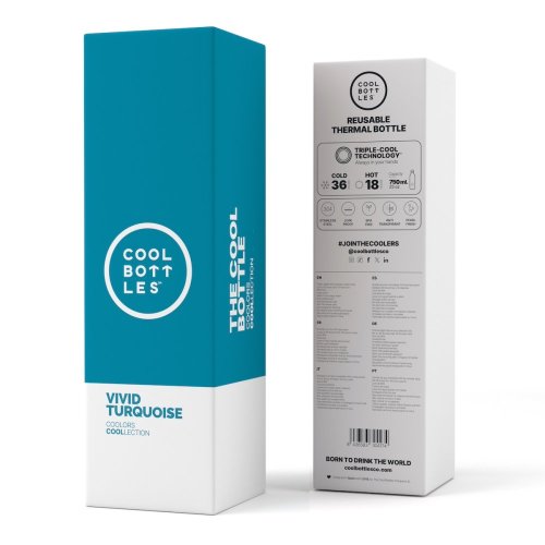 Nerezová termolahev COOL BOTTLES Vivid Turquoise třívrstvá 750 ml