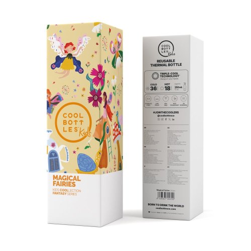 Detská termo fľaša z nerezovej ocele COOL BOTTLES Kids Magical Fairies trojvrstvová 350 ml 3D