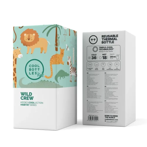 Dětská nerezová termoláhev COOL BOTTLES Kiddie Wild Crew 350 ml 3D