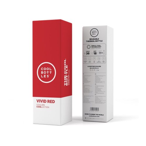 Termo fľaša z nerezovej ocele COOL BOTTLES Vivid Red trojvrstvová 350 ml
