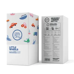 Detská nerezová termofľaša COOL BOTTLES Kiddie Little Wheels 350 ml 3D