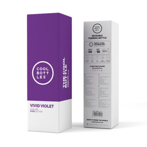 Termo fľaša z nerezovej ocele COOL BOTTLES Vivid Violet trojvrstvová 500 ml