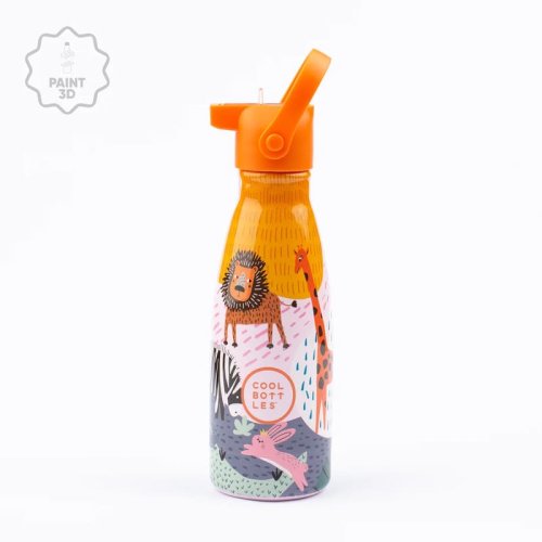 Dětská nerezová termolahev COOL BOTTLES Kids Savannah Kingdom třívrstvá 260ml 3D