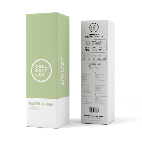 Termo fľaša z nerezovej ocele COOL BOTTLES Pastel Green trojvrstvová 500 ml